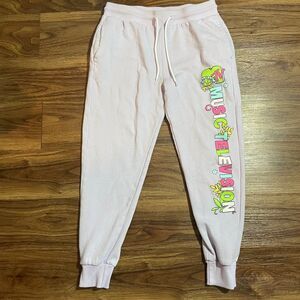 MTV Music Television Joggers Purple Drawstring Logo Floral Sweatpants Womens M